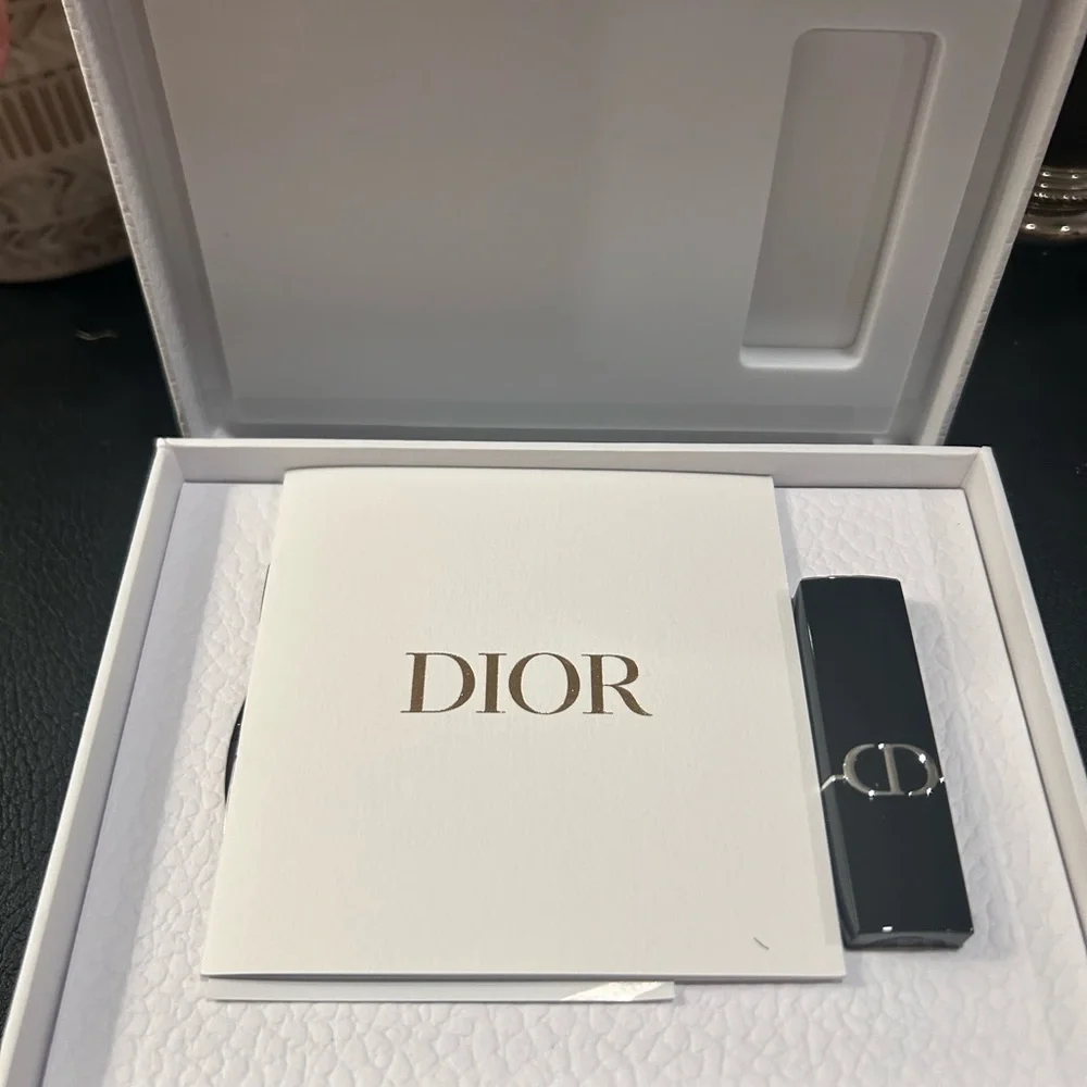 DIOR Set Silver Cannage Double Sided Mirror and Lipstick #720 New In Box